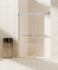 Frameless Double Sliding Shower Door With Adjustable Width To 56 To 60 Or 68 To 72 Inch Openings 10mm Tempered Glass Stainless Steel Hardware