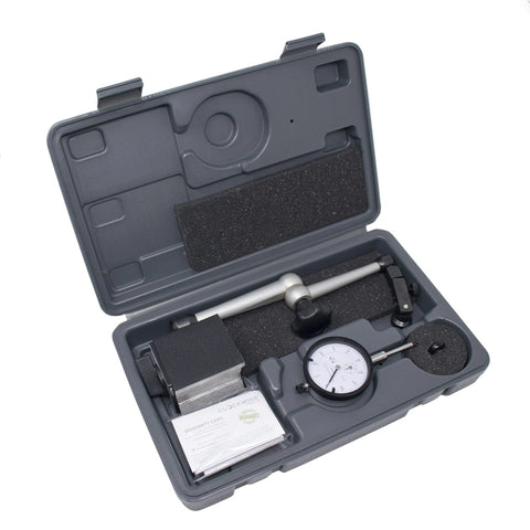 Clockwise Tools Dial Indicator with Magnetic Base Holder Stand, 0–1 in, in a gray hard case with foam insert