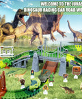 Awesome Dinosaur Race Track Playset With 140 Tracks, Dinosaurs, Cars, Bridges, Ramps in a scenic landscape
