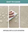 Water droplets on Outdoor Tablecloth With Umbrella Hole, Rectangular 60x84 Inches, Linen Look Polyester Patio Table Cover, Water Resistant