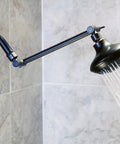 10 Inch Adjustable Shower Arm Extension With Solid Brass Construction Universal Fit For Rain Fixed And Handheld Heads Elevates Height And Angle For A Custom No Fuss Shower Experience In Oil Rubbed Bronze.