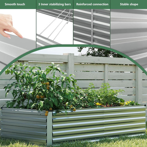 Two Piece Galvanized Raised Garden Bed Kit 8 By 4 By 2 Feet Outdoor Planter Boxes For Vegetables Flowers And Herbs 478 Gallon Capacity