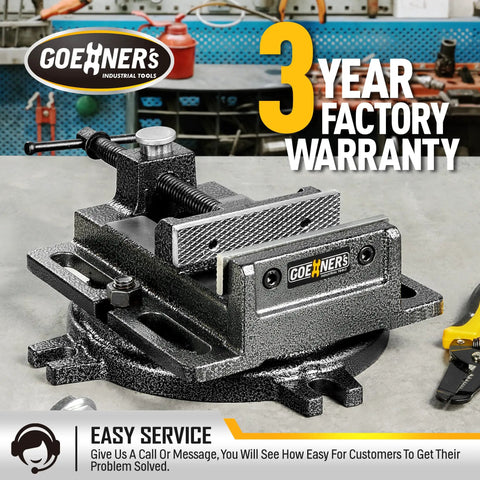 Bench Vise Built Tough As Nails In Forged Steel, 4-1/4 Inch Capacity Drill Press Vise with 3-Year Warranty in workshop setting