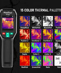 High Resolution 240x240 Thermal Imager With 25 Hz Refresh Rate, Temperature Alarm, Handheld Infrared Camera displaying 15 color palettes.