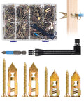 Self Drilling Drywall Anchor Kit With Screws Heavy Duty Zinc Alloy Hollow Wall Anchors For Sheetrock Plasterboard No Drill Self Tapping Anchors Set 420 Pieces Four Length Options For Thick Or Thin Fixtures, assorted anchors and screws