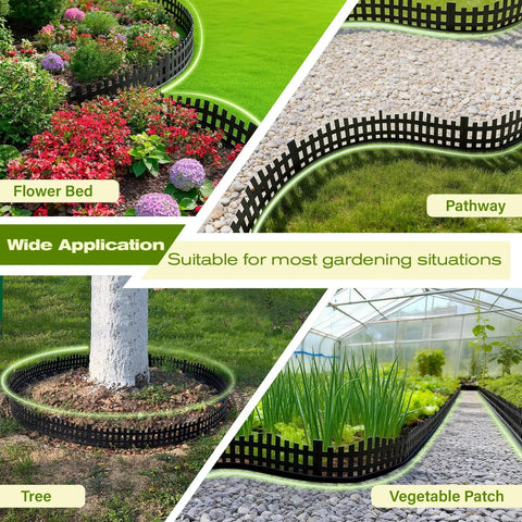 No Dig Landscape Edging Kit 50 Feet Flexible Plastic Lawn Border For Flower Beds, Pathways, Trees, and Vegetable Patches
