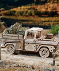 Chevrolet 3100 Inspired Wooden 3D Puzzle Car Kit For Adults With Spring Motor Pickup Lumberjack Model loading hay in side view