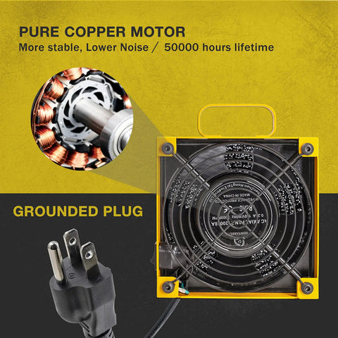 Portable yellow unit with pure copper motor, grounded plug, and Solder Smoke Absorber And Fume Extractor For Soldering Station use.