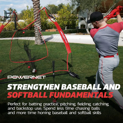 7 By 7 Foot Baseball And Softball Practice Net For Backyard Batting And Pitching Portable Red Bow Frame Net With Ground Stakes