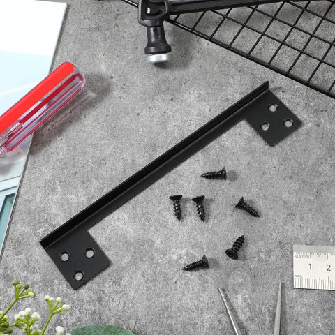 Heavy Duty Outswing Door Latch Guard Cover Kickproof Black Steel Striker Plate For Deadbolt Security with screws on table