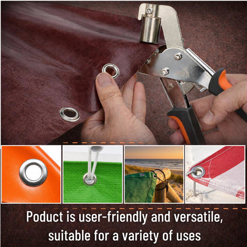 Grommet Tool Kit With 200 Pcs 3/8 Inch Silver Grommets Magnetic Hand Press Punching Tool used on fabric
