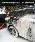 Wide Mouth Foam Cannon For Pressure Washer With Thick Snow Foam covering car during wash
