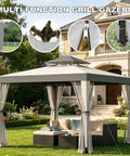 Spacious 10 By 10 Patio Gazebo With Mosquito Netting And Double Roofs Perfect For Backyard Parties And Weekend Hangouts Easy Setup