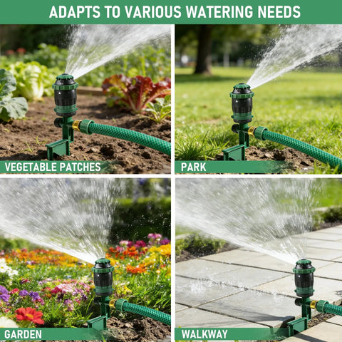 Gear Driven Sprinkler For Yard With 5 Pattern Rotary Coverage 360 Degree Sprinkler Head Spike Base Heavy Duty Lawn Irrigation
