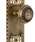 Old School Craftsman Plate With Meadows Knob Passage Door Hardware Set Two Dummy Knobs Vintage Brass Finish For 1 3 8 To 1 3 4 Inch Thick Doors No Lock Durable Metal Construction