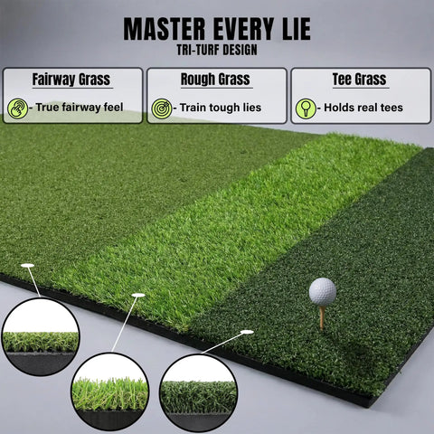 Extra Large 6 By 4 Foot Golf Practice Mat With Thick Base For Indoor And Outdoor Use Premium Tri Turf Hitting Mat close-up