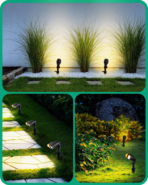 Low Voltage LED Landscape Lights 4 Pack, 3.2W 240LM, illuminating pathway, plants, outdoor spotlights, warm white light