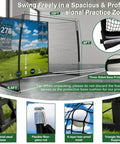 Golf Simulator Enclosure with 270 Degree Protection and 3 in 1 Home Golf Studio showing impact screen net and target.