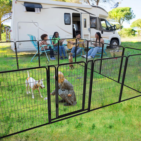 Outdoor Dog Playpen Extra Wide 12 Panel Fence Heavy Duty RustProof Coated with Doors 40 Inch Height Portable for RV Camping