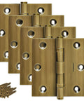 Beefy Heavy Duty Ball Bearing Door Hinge Set Solid Brass 3x3 Inch 12 Pack Vintage French Antique Style Hinges with screws