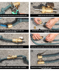 Garden Telescopic Hose End Adaptor With Shut Off Valve And Brass Repair Connector installation steps on concrete surface