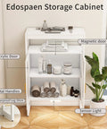 Space Saving White Bathroom Storage Cabinet With Motion Sensor LED Light And Two Doors Acrylic Door Panels Sturdy Metal Handles Dust Proof And Hassle Free Access Ideal For Small Bathrooms And Busy Homes white freestanding cabinet with open doors
