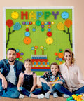 Family enjoying the Game Changing 812 Piece Building Blocks Kit Featuring Self Adhesive Wall Baseplates And Interconnected Marble Run Tracks.