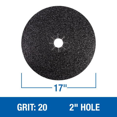 Silicon Carbide Floor Sanding Discs With Cloth Backing 17 Inch Diameter 2 Inch Center Hole Grit 20X 20 Pack For Hardwood Or Concrete