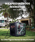 Powerful 5500W Inverter Generator Portable Gas Powered With Electric Start And Wheel Kit in a yard next to an RV and house.