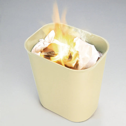 Fire Resistant Wastebasket 40 Qt 10 Gal Beige For Hospitals Schools Hotels And Offices UL Certified Safety Trash Can