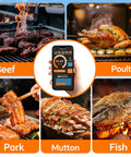 Wireless Meat Thermometer With Bluetooth App Control For Smoker Oven And Kitchen monitoring beef, poultry, pork, mutton, fish