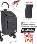 Stair Climber Trolley Dolly Cart With 6 Wheel Design, featuring ergonomic handle, soft cushion grip, and durable black fabric.