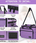 Portable Sewing Machine Case With Wheels And Shoulder Strap, Universal Rolling Trolley Tote With Multiple Storage Pockets, in purple