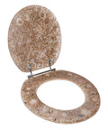 Round Resin Toilet Seat With Heavy Duty Chrome Hinges Sea Isle Coastal Bath Decor Standard 16.5 Inch Durable Weighted Base