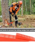 Heavy Duty Tree Felling Wedges 4 Pack With Tough As Nails Spike Bases Guaranteed No Pinch Split High Impact Abs Plastic in use.