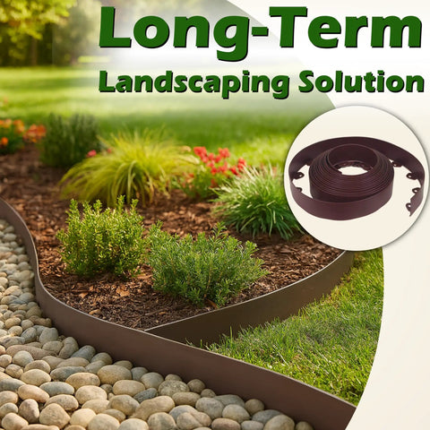 Landscape Edging Kit No Dig Garden Border 40 Foot Long 3 Inch Tall Brown Polymer Edging For Flower Beds Tree Rings And Pathways Includes 40 Spikes Weather Resistant Durable Flexible Easy Install on lush garden