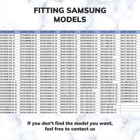List of Samsung models compatible with Upgraded Dryer Repair Kit With Roller, Idler Pulley And Belt For DC97-16782A DC93-00634A.