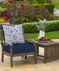 Outdoor Deep Seat Cushion Set 4 Pack 24 By 24 Inches Weatherproof and Fade Resistant Patio Cushions in Clark Blue on patio chair.