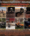 The Impact Implements Advantage with various equipment including disc plow harrow for ATV UTV and garden tractors