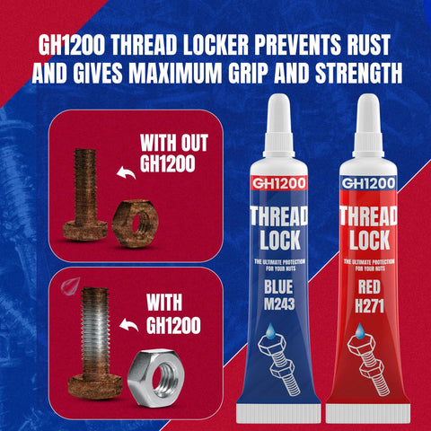 GH1200 medium strength thread locker for rust prevention and maximum grip in nuts and bolts