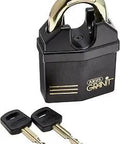 Granit Plus Hardened Steel Padlock With Closed Shackle Rekeyable, 11 mm Shackle, Cataphoretic Coating, keys displayed