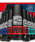 14 Piece One Half Inch Drive Impact Socket Set Built Strong For High Torque, 8 mm To 22 mm Deep Sockets, Metric 6-Point CR-V Steel