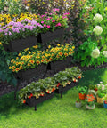 Vertical Raised Garden Bed With Six Planter Boxes, Freestanding Metal Frame, Elevate Your Herb Garden With Water Drainage, Patio Ready, Black