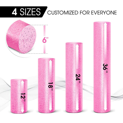 High Density EPP Foam Back Roller For Yoga And Pilates, in four sizes, shown in fuschia rose color