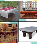 Heavy Duty Outdoor Pool Table Cover With 18 Oz Cover Tuff Waterproof Fabric Weatherproof For Extreme Conditions Fits 96In Wide By 48In Deep By 8In High Pool Table Gray shown on tan indoor table