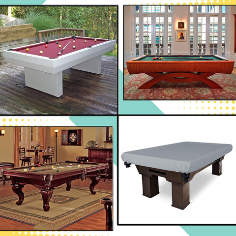 Heavy Duty Outdoor Pool Table Cover With 18 Oz Cover Tuff Waterproof Fabric Weatherproof For Extreme Conditions Fits 96In Wide By 48In Deep By 8In High Pool Table Gray shown on tan indoor table