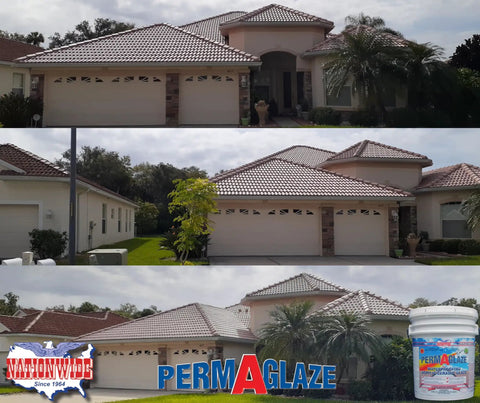 Heavy Duty Tile Roof Glaze And Clear Shielding Sealant With Urethane Reinforced Strength For Tough As Nails Weather Barrier And A Sleek Satin Finish That Gonna Save Your Tiles From Failing In A Practical Five Gallon Size on a stylish home roof.