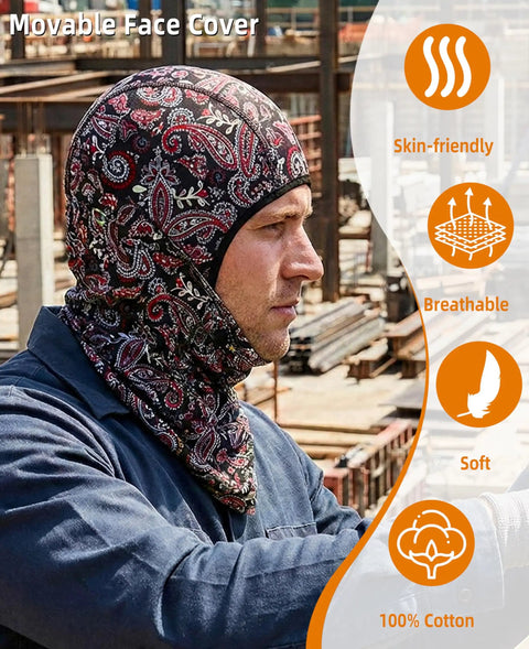 Flame Resistant Balaclava Face Mask For Welding Gear That Lasts Lightweight 5.5oz Cotton Arc Rated Helmet Liner Paisley Print