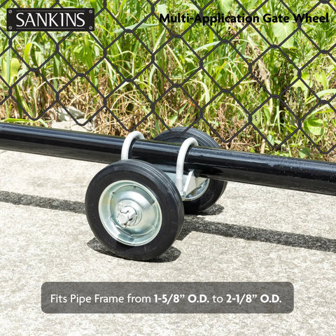 Beefed Up Heavy Duty Gate Wheel Carrier For Driveways And Fences, 6 Inch Rolling Wheel Caster With 600 Lb Capacity, on chain link fence