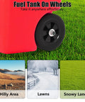 14 Gallon Gas Caddy With Transfer Pump And 10 Foot Hose Portable Fuel Tank On Wheels for Hilly, Lawn, and Snowy Use
